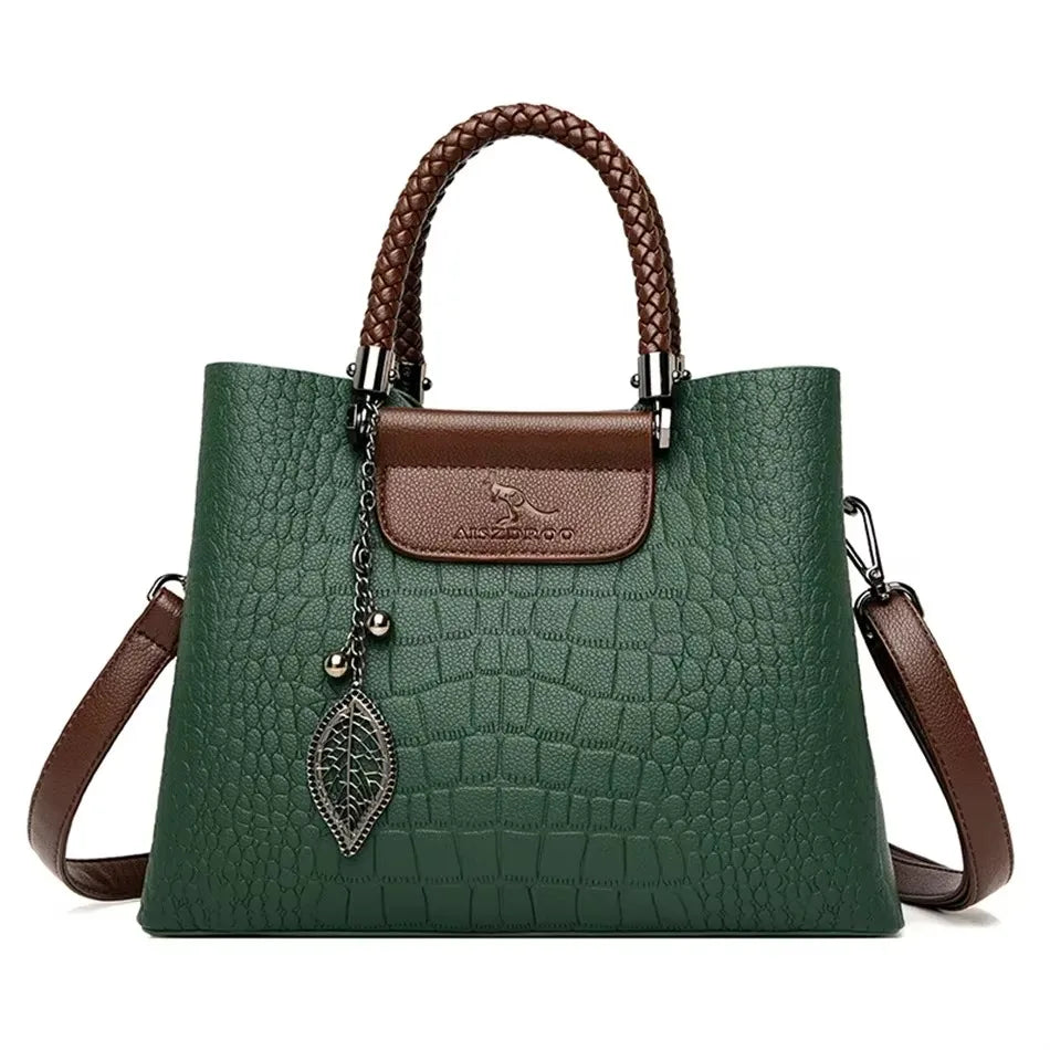 Versatile Large Capacity Shoulder Bag - Soft Leather Fashion Print Crossbody Bag for Leisure & Work
