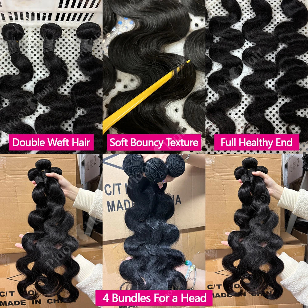 100% Raw Body Wave Human Hair Bundles with HD Lace Frontal