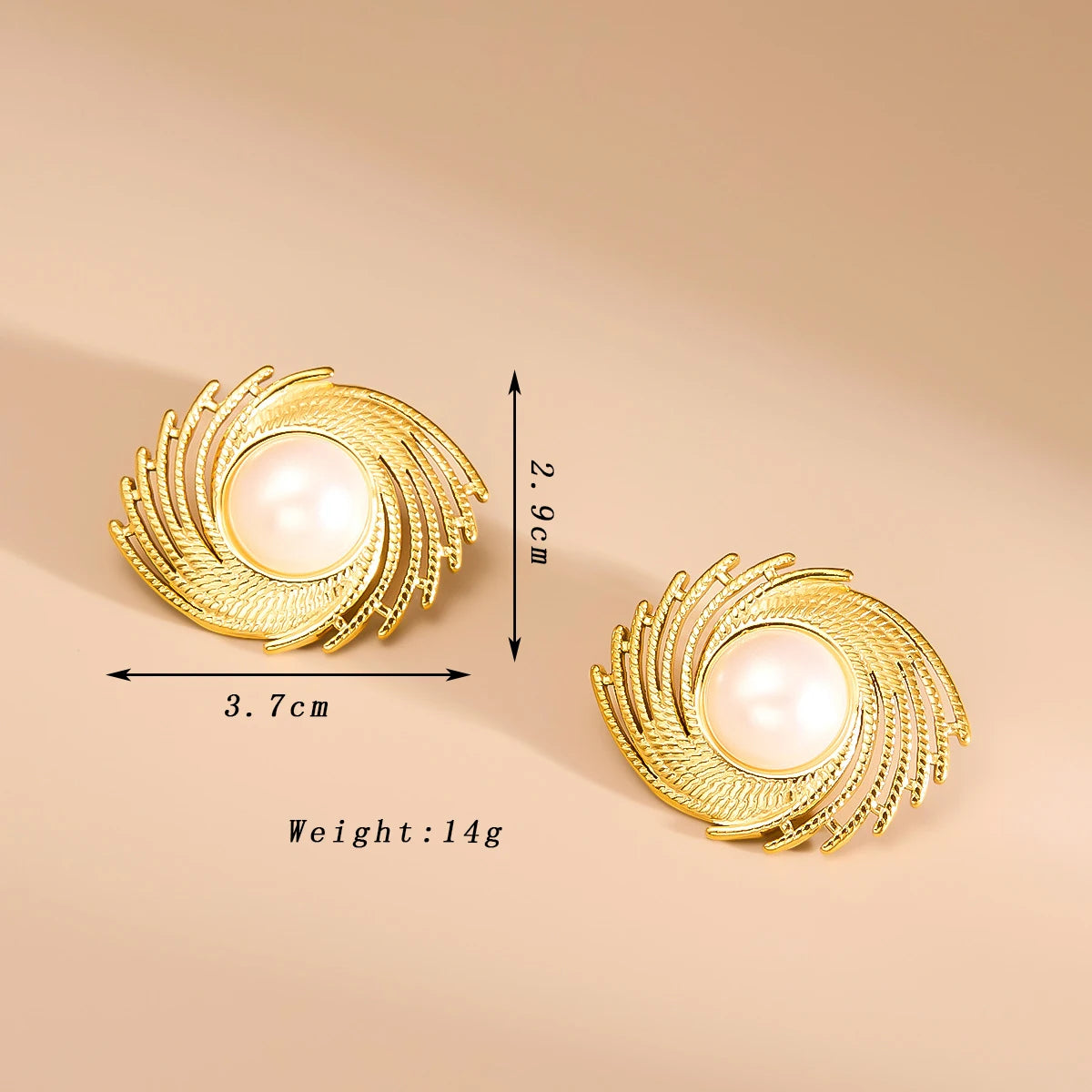 Gold Eye Shape Statement Earrings | Vintage Pearl Drop Dangle Earrings