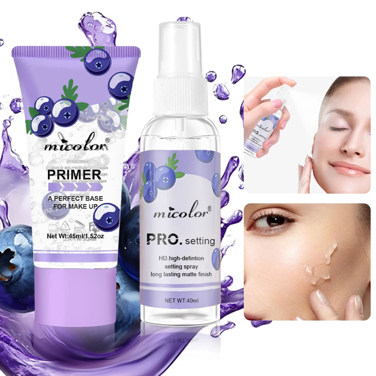 2-Piece Makeup Prep & Set Kit – Pore-Blurring Primer + Long-Lasting Setting Spray