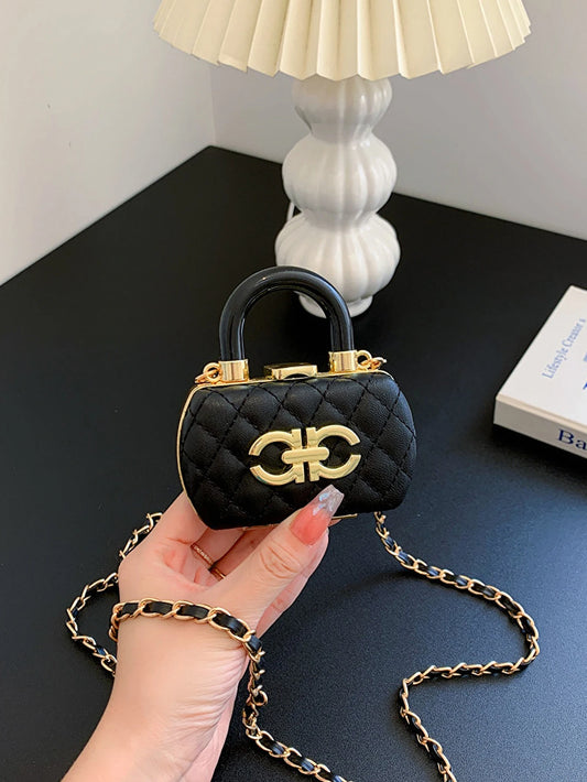 Mini Solid Color Shoulder Bag for Women | Vegan Leather Chain Crossbody Handbag