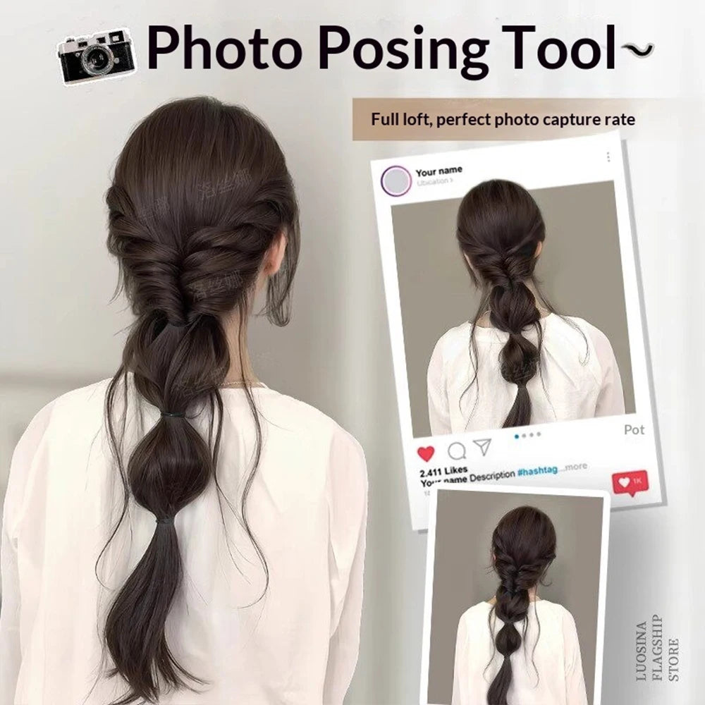 Claw Clip Fluffy Bubble Braid Ponytail – Heat Resistant Synthetic Hair Extension