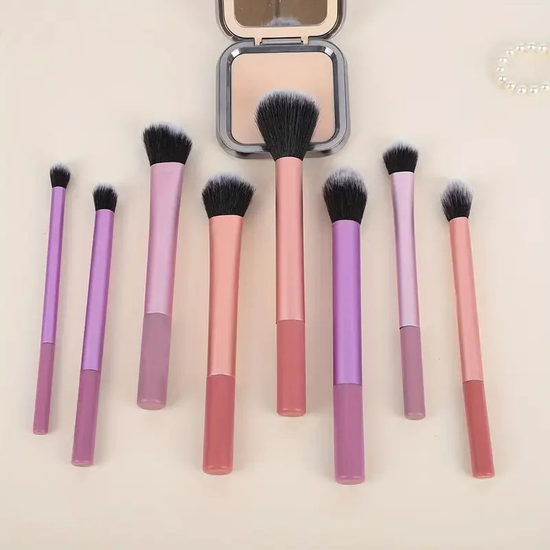 8-Piece Professional Makeup Brush Set – Premium Synthetic Bristles for Foundation, Blush, and Eyeshadow – Essential Cosmetic Tool Kit