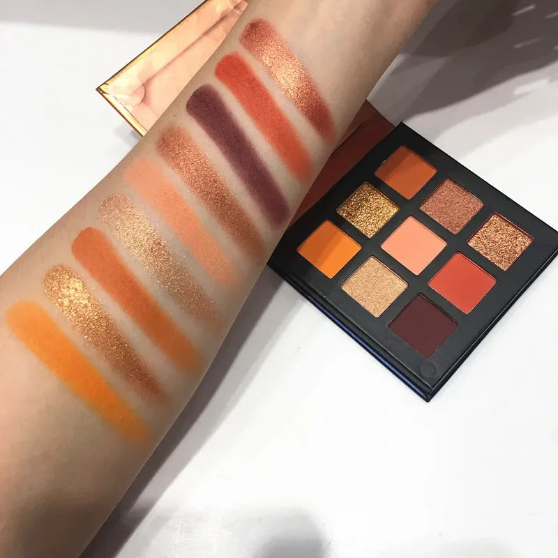 GLAZED Luxury 9-Color Eyeshadow Palette – Rich Shimmer & Matte Colors, Waterproof & Long-Wearing