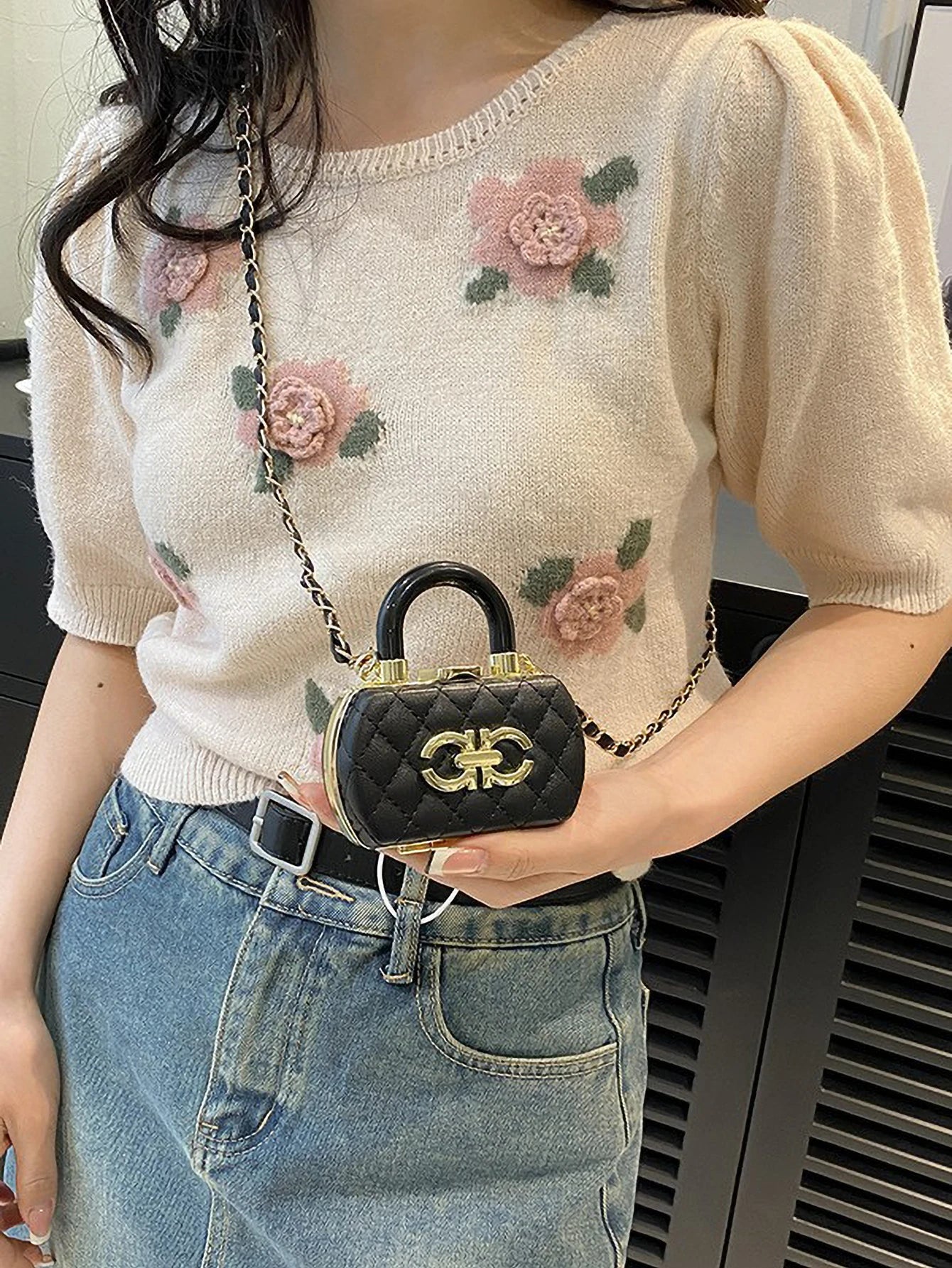 Mini Solid Color Shoulder Bag for Women | Vegan Leather Chain Crossbody Handbag
