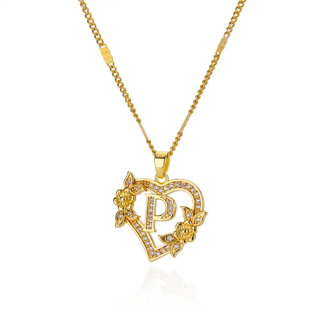 Custom Heart Initial Pendant Necklace – Gold Tarnish-Free Stainless Steel