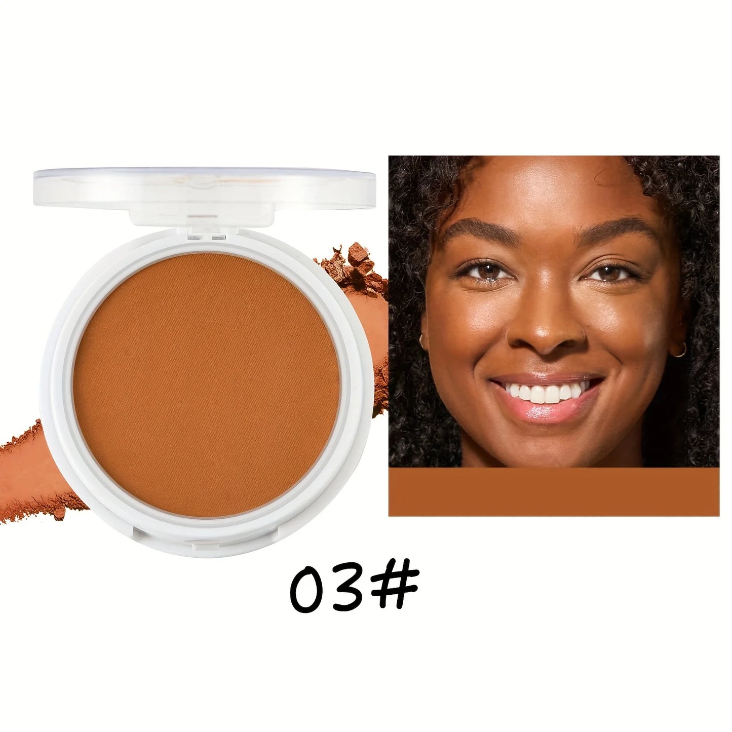 Professional Matte Bronzing Powder for Dark Skin – Sweatproof, Long-Wear Foundation & Contour Compact