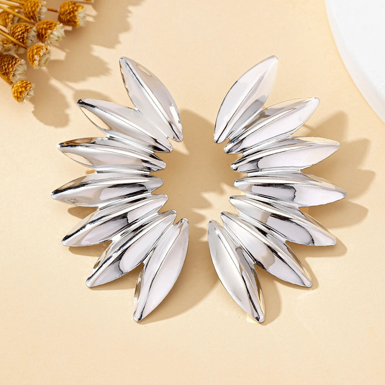 Fan-Shaped Statement Earrings | Retro Geometric Dangle Drop Jewelry