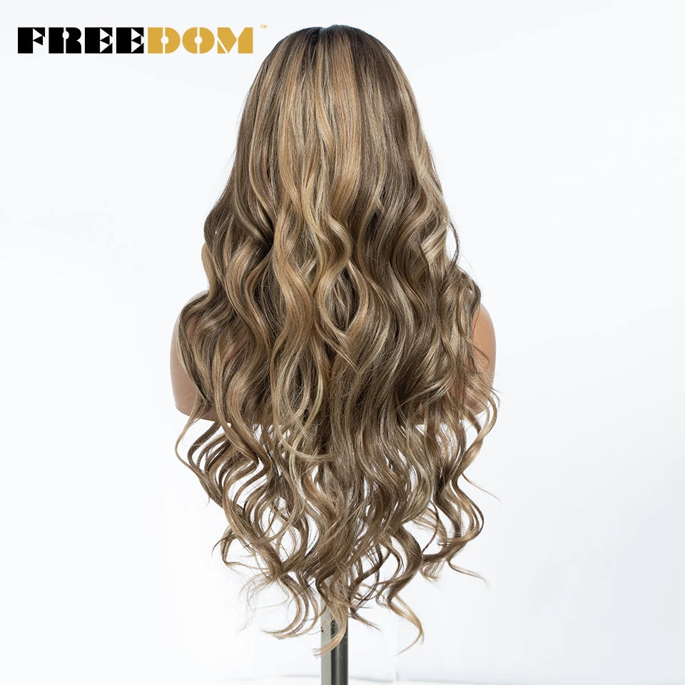 30" Long Wavy Synthetic Lace Front Wig - Freedom Body Wave Middle Part (Multi-Color)