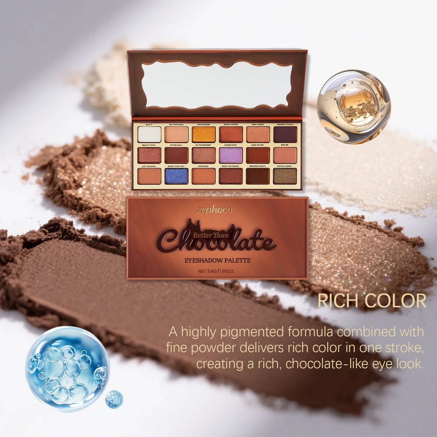 Chocolate Nude Eyeshadow Palette – Highly Pigmented Matte & Shimmer Everyday Makeup