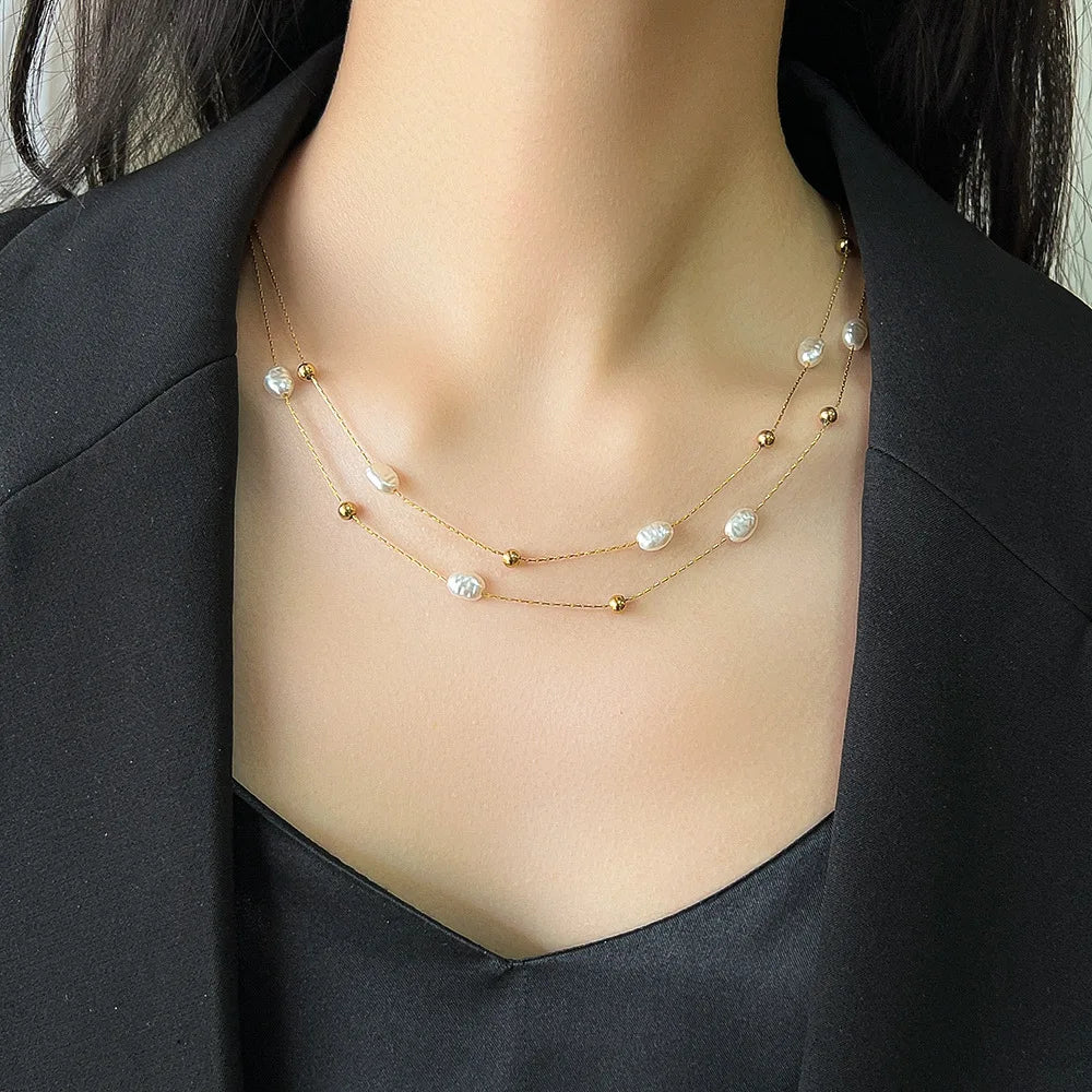 ZAKOL Stainless Steel Pearl Pendant Necklace for Women – Elegant Trendy Jewelry