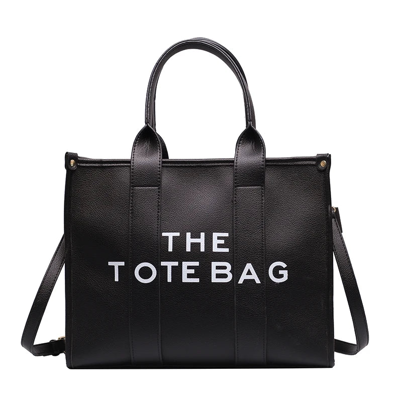 Large Letter Print Tote Bag | Luxury Vegan Leather Crossbody Handbag