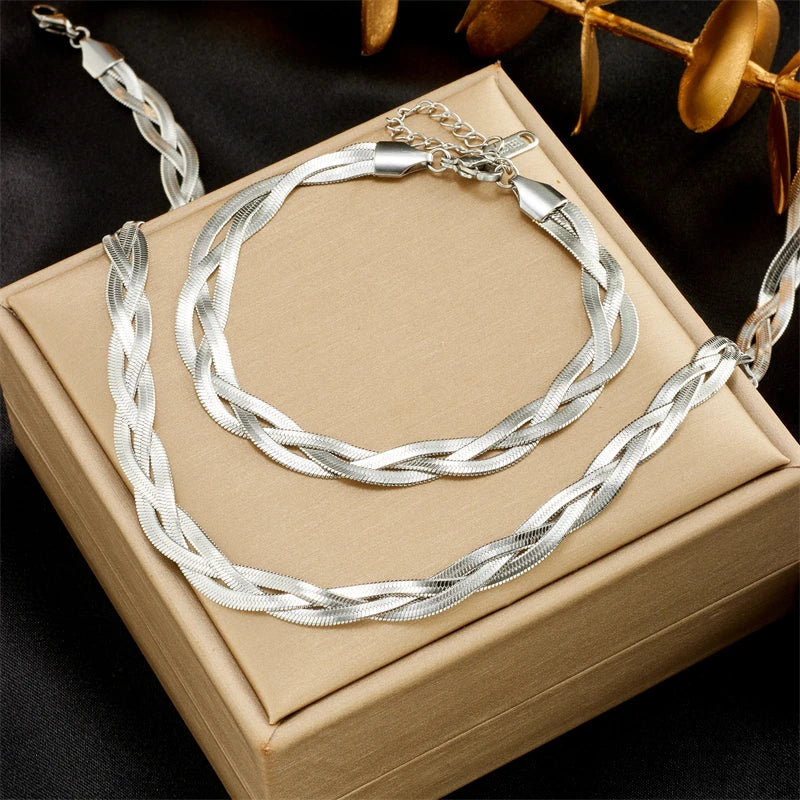 Crossover Snake Chain 3-in-1 Jewelry Set |316L Stainless Steel