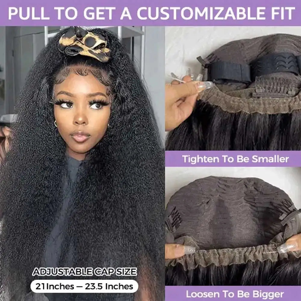 Kinky Straight 360 HD Lace Frontal Wig – Invisible Strap & Glueless Human Hair for High Ponytails