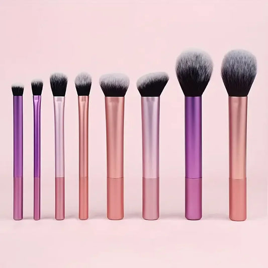 8-Piece Professional Makeup Brush Set – Premium Synthetic Bristles for Foundation, Blush, and Eyeshadow – Essential Cosmetic Tool Kit