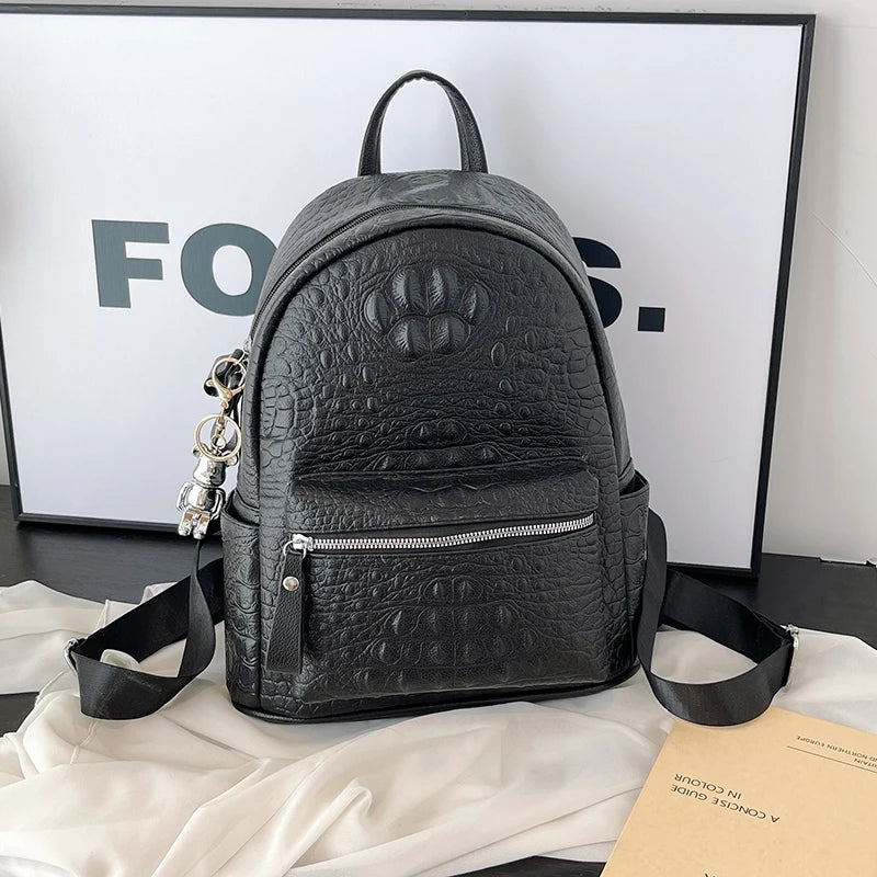 Elegant Women’s PU Leather Backpack – Spacious Multi-Pocket Shoulder Bag & Everyday Carryall