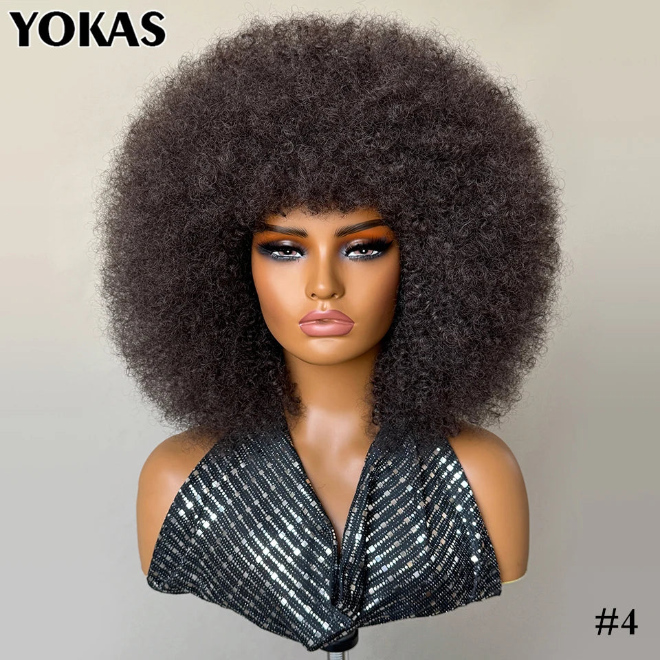 14" Short Kinky Curly Afro Wig – Heat Resistant Synthetic Fiber for Natural Volume
