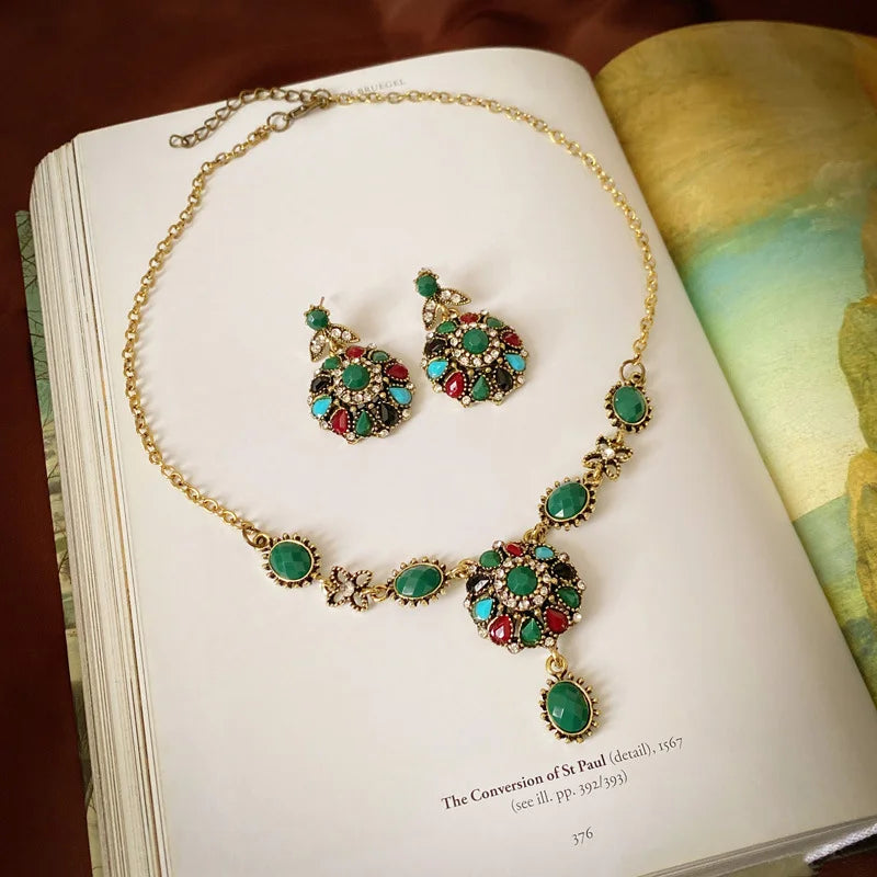 Vintage Pearl & Rhinestone Jewelry Set | Matching Choker Necklace & Earrings