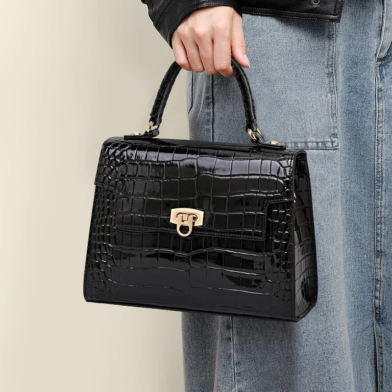 Luxury Croc-Embossed Leather Handbag – Premium Shoulder & Crossbody Purse for Women