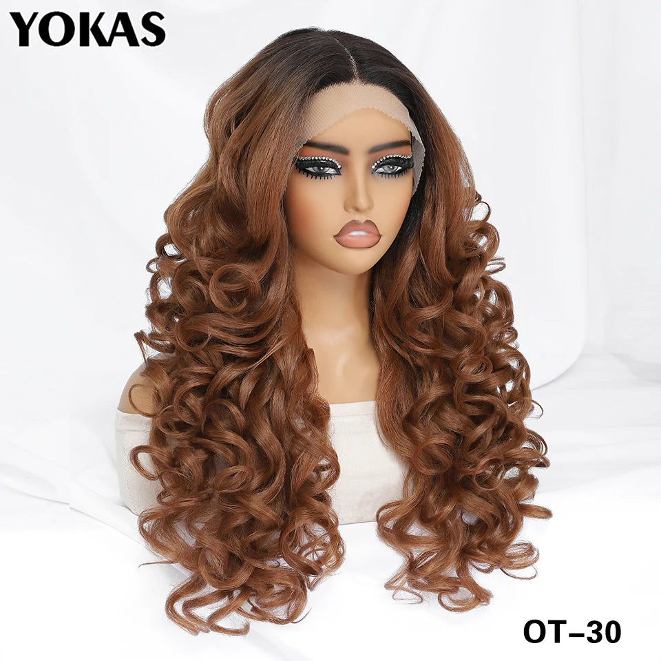 Glamour 24" Chocolate Brown Curly Wig | Natural Hairline Synthetic Lace Front Afro Style