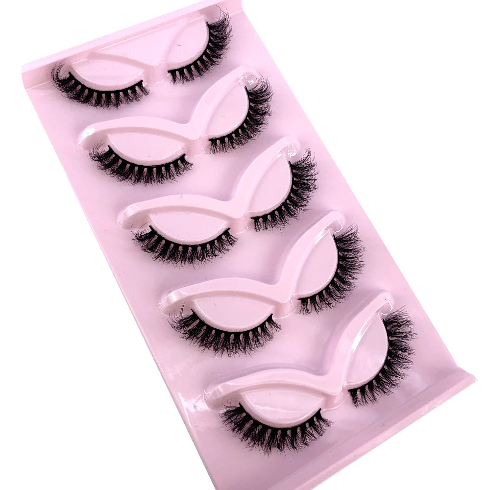 3D Fluffy Cat Eye Lashes – Soft, Wispy Natural Glam (5-Pair Set)