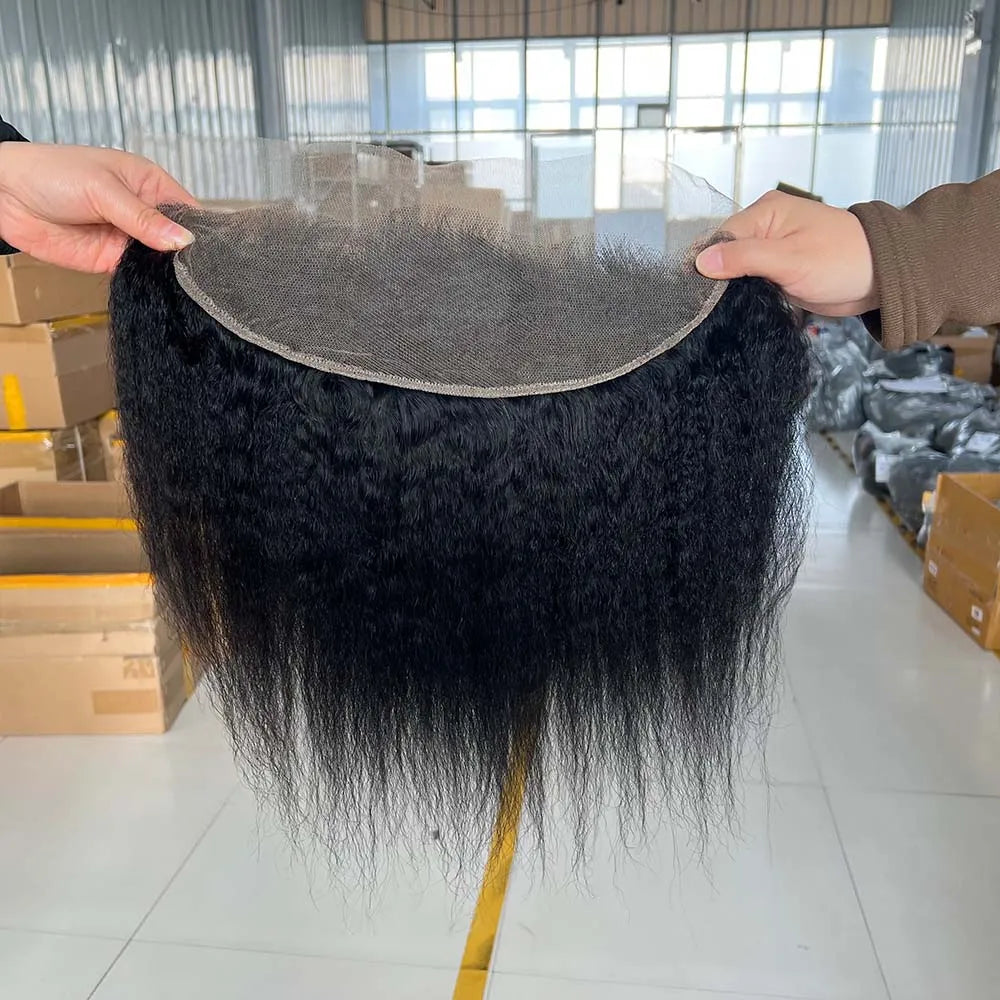 Kinky Straight Raw Virgin Hair Bundles with HD Lace Closure/Frontal Set