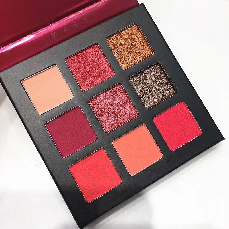 GLAZED Luxury 9-Color Eyeshadow Palette – Rich Shimmer & Matte Colors, Waterproof & Long-Wearing