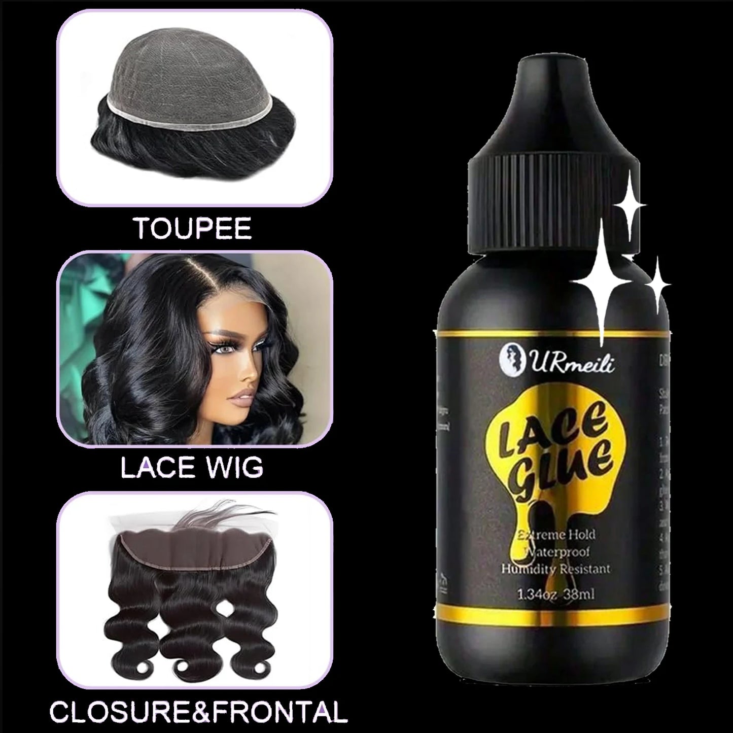 4-Piece Lace Front Wig Installation Kit – Melting Spray, Wig Adhesive, Remover & Edge Band for Secure Wig Install