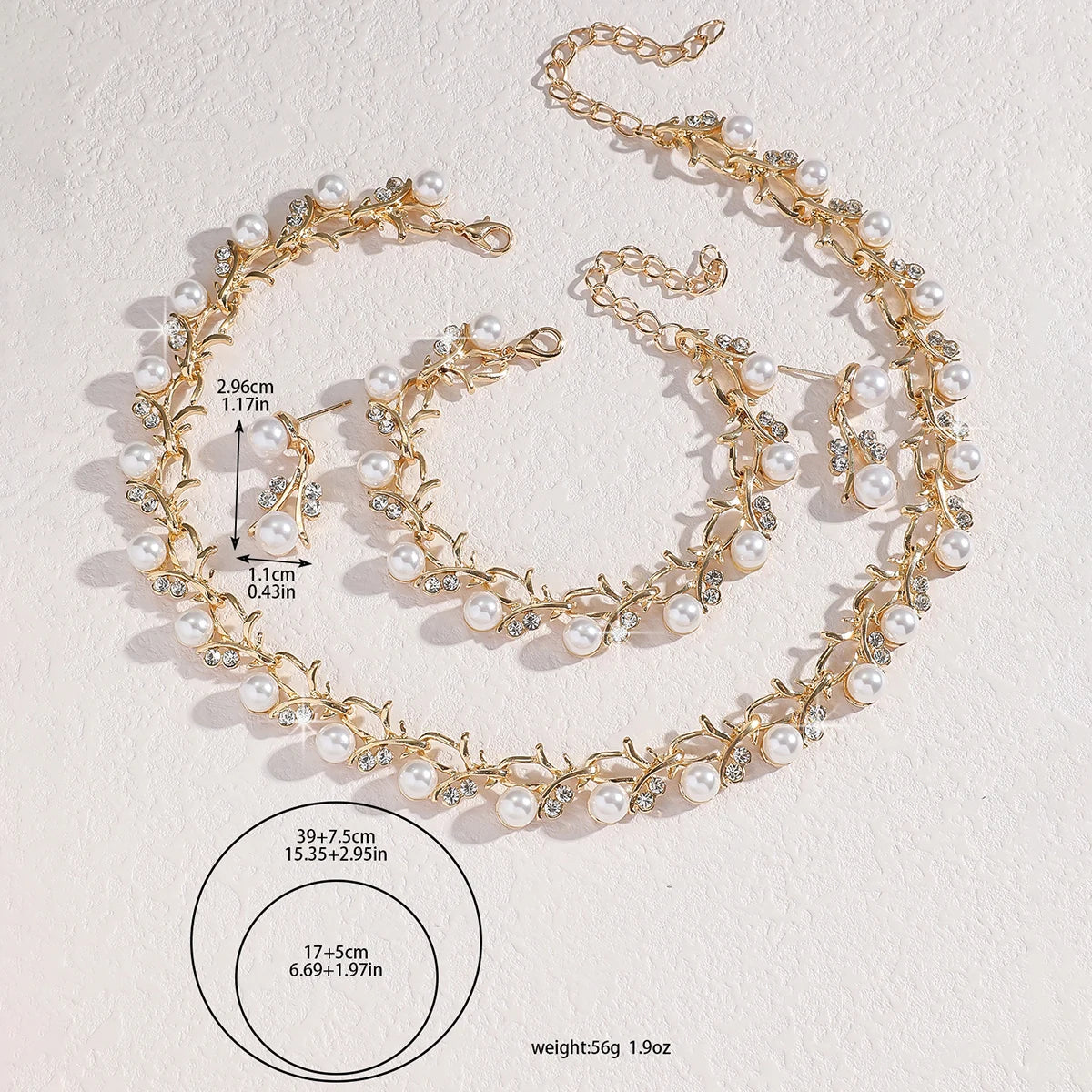 Elegance Pearl & Rhinestone Bridal Jewelry Set (4-Piece)