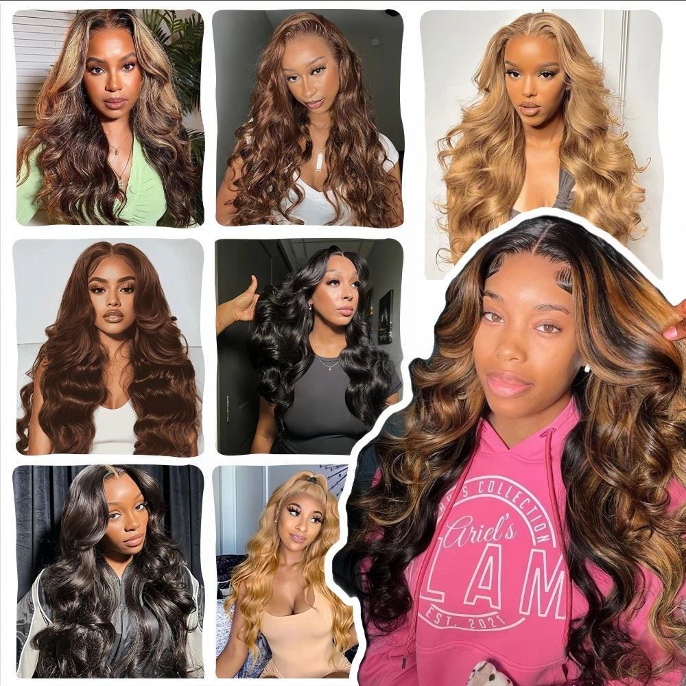 Honey Blonde #27 Highlight Bulk Human Hair for Boho Braids - Reusable Body Wave Brazilian Hair for Knotless Styles