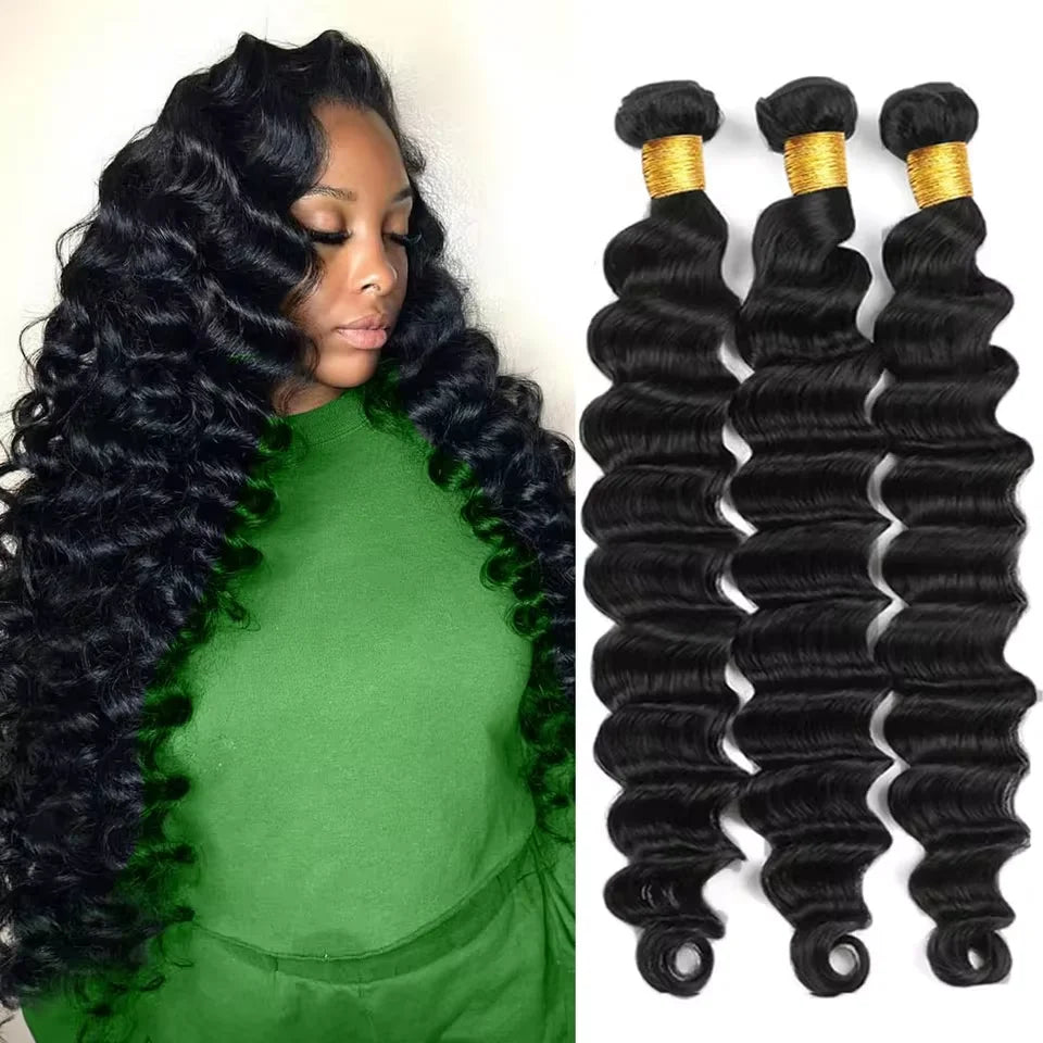 Brazilian Loose Deep Wave Human Hair Bundles – Unprocessed Virgin Remy Curly Hair Extensions