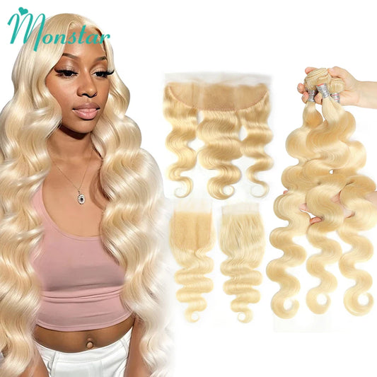 13x6 13x4 5x5 4X4 Blonde 613 Hd Lace Frontal Closure With 30 40 Inch Body Wave Human Hair Brazilian Weave 3 Bundles With Closure