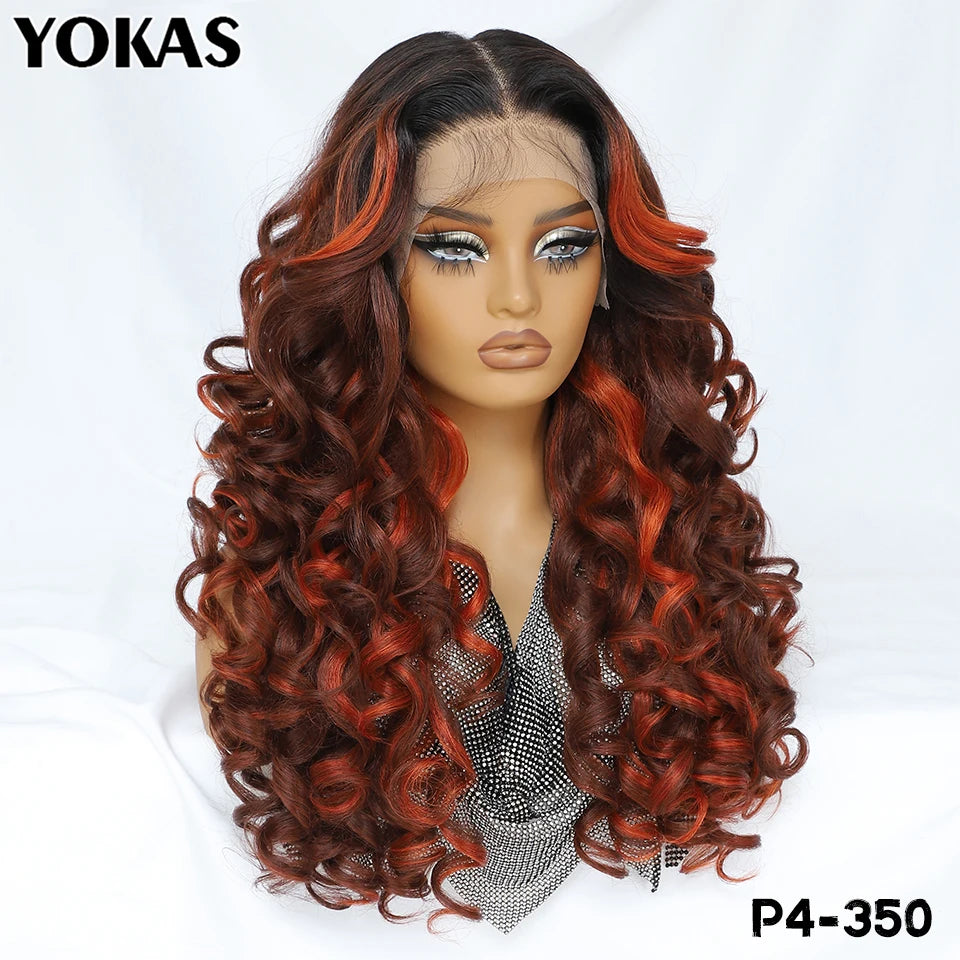 Glamour 24" Chocolate Brown Curly Wig | Natural Hairline Synthetic Lace Front Afro Style