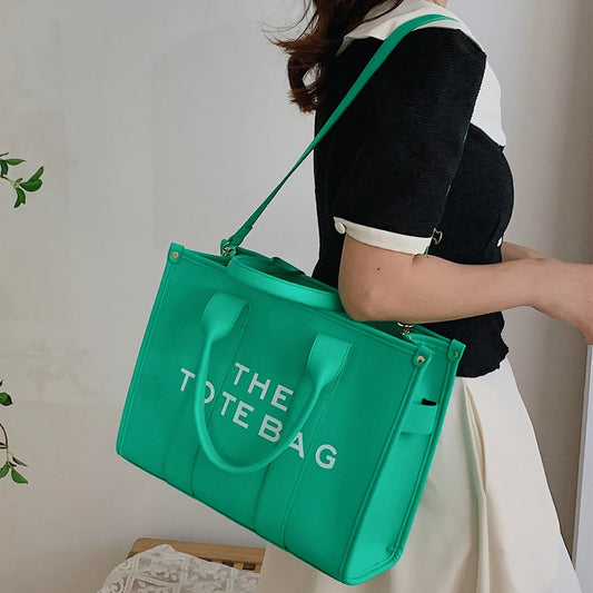 Large Letter Print Tote Bag | Luxury Vegan Leather Crossbody Handbag