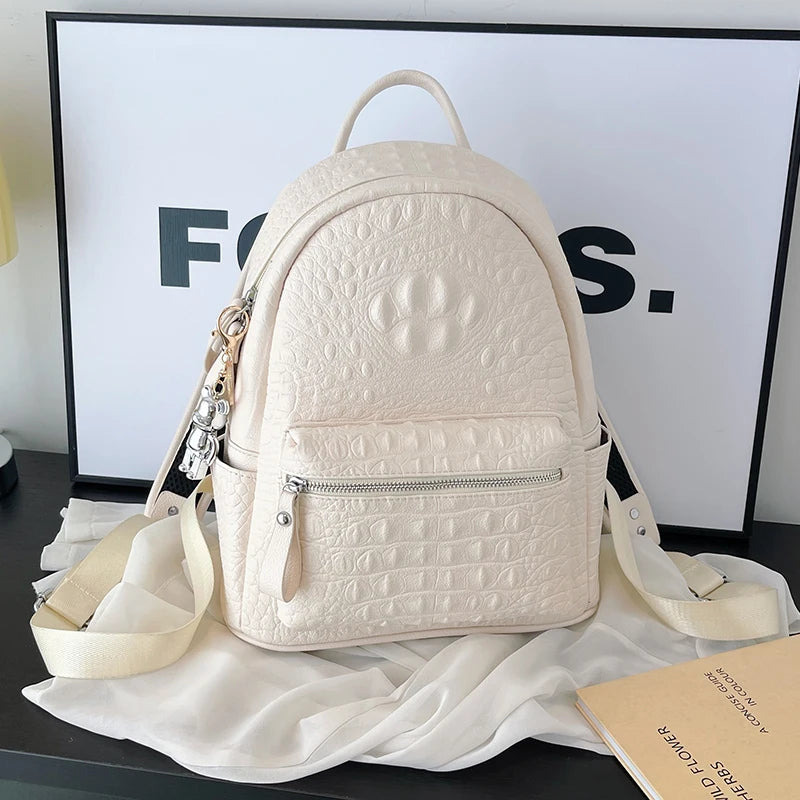 Elegant Women’s PU Leather Backpack – Spacious Multi-Pocket Shoulder Bag & Everyday Carryall