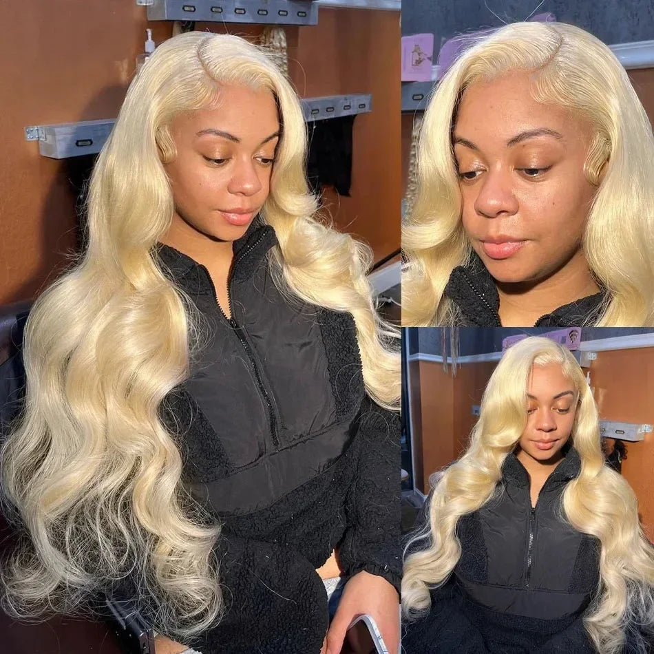 613 Blonde Body Wave Human Hair Wig - 30 Inch HD Lace Frontal Wig - Pre-Plucked Brazilian 13x6 Lace Frontal