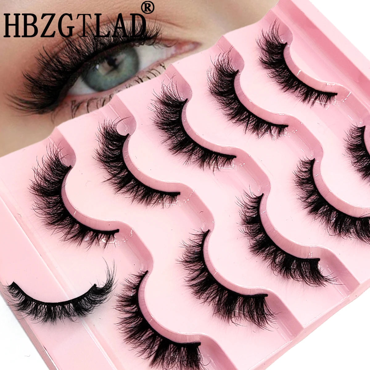 3D Fluffy Cat Eye Lashes – Soft, Wispy Natural Glam (5-Pair Set)