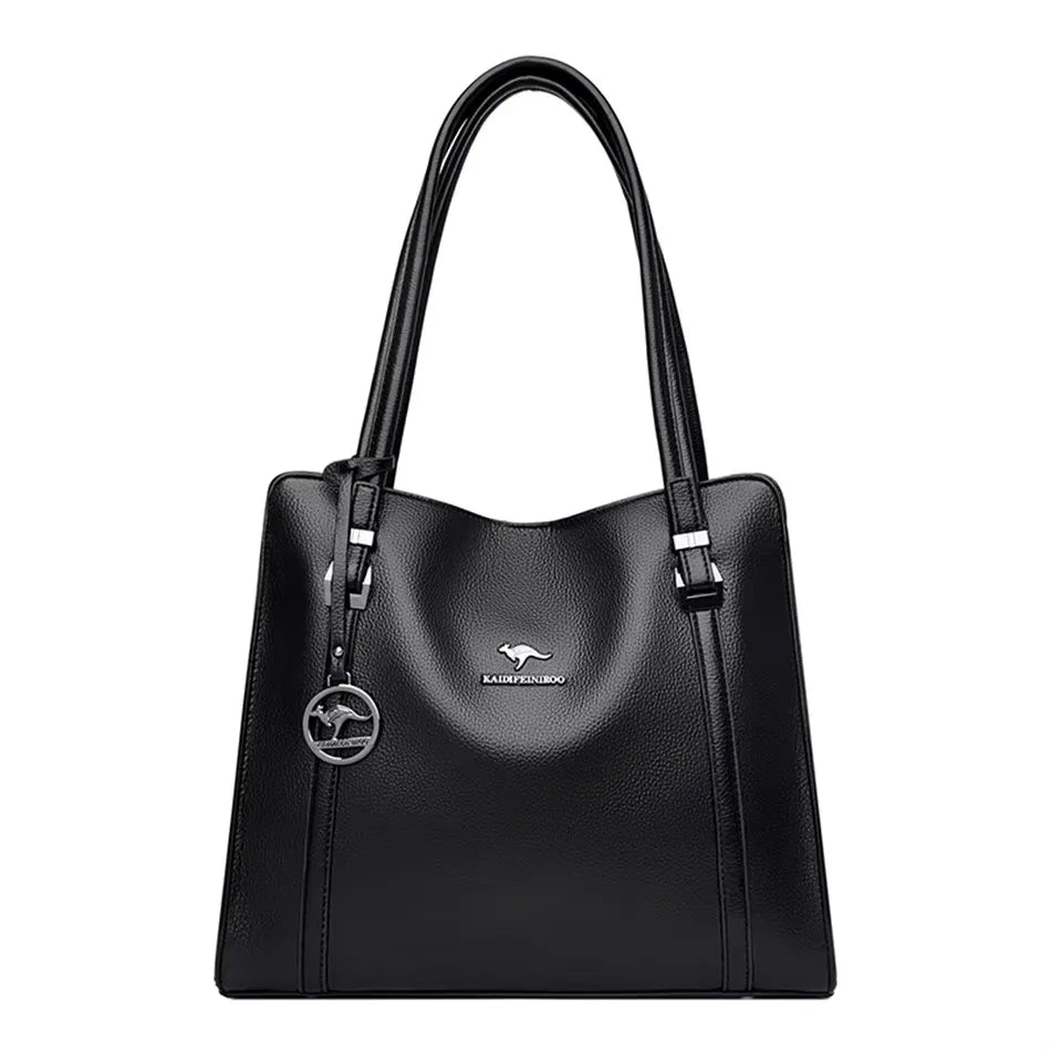 Versatile Large Capacity Shoulder Bag - Soft Leather Fashion Print Crossbody Bag for Leisure & Work