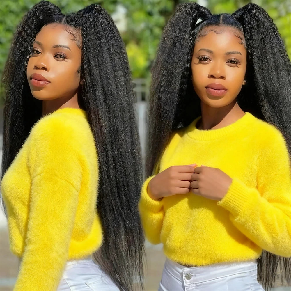 Kinky Straight Raw Virgin Hair Bundles with HD Lace Closure/Frontal Set