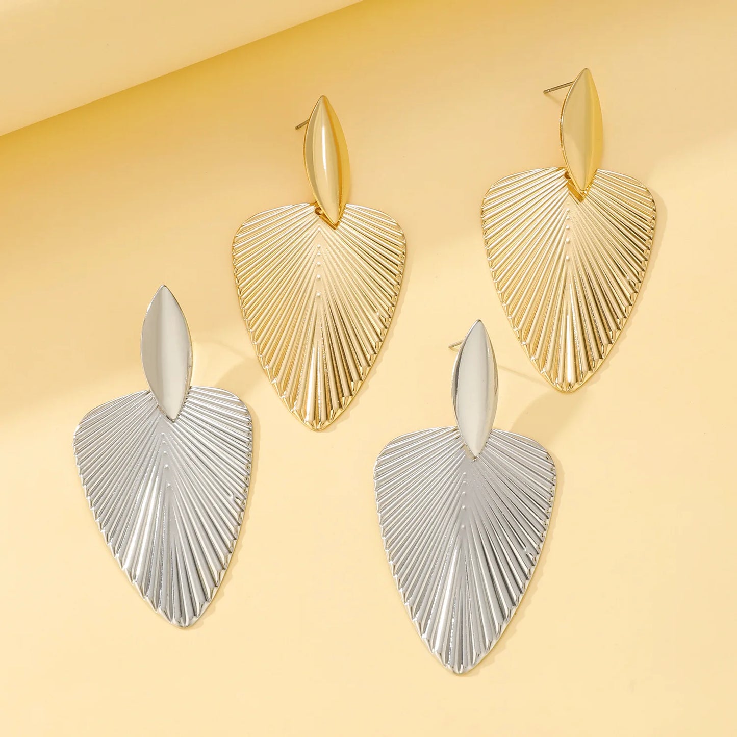 Aurelia" Textured Metal Leaf Drop Earrings
