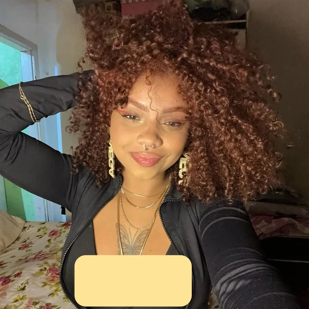 Long Kinky Curly Glueless Wig | Dark Brown 26-Inch | 180% Density Pre-plucked Lace Front synthetic