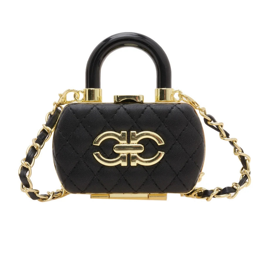 Mini Solid Color Shoulder Bag for Women | Vegan Leather Chain Crossbody Handbag