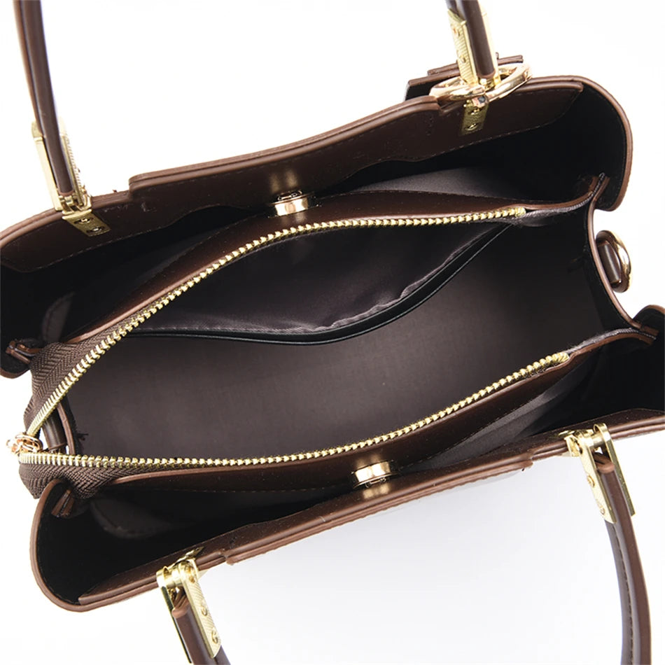 Versatile Large Capacity Shoulder Bag - Soft Leather Fashion Print Crossbody Bag for Leisure & Work
