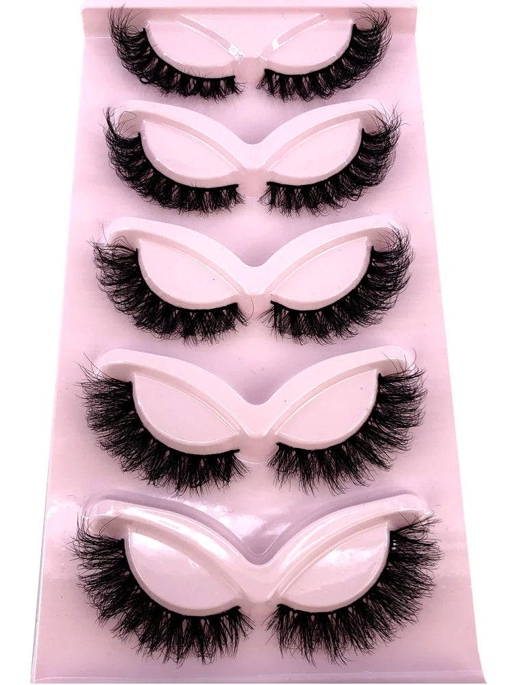 3D Fluffy Cat Eye Lashes – Soft, Wispy Natural Glam (5-Pair Set)
