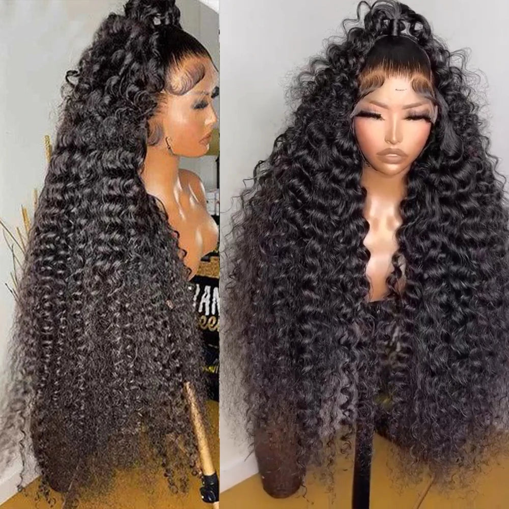 Ultra-Thick 300% Density Deep Wave HD Lace Frontal Wig – 13x6 Human Hair (30-40 Inch)