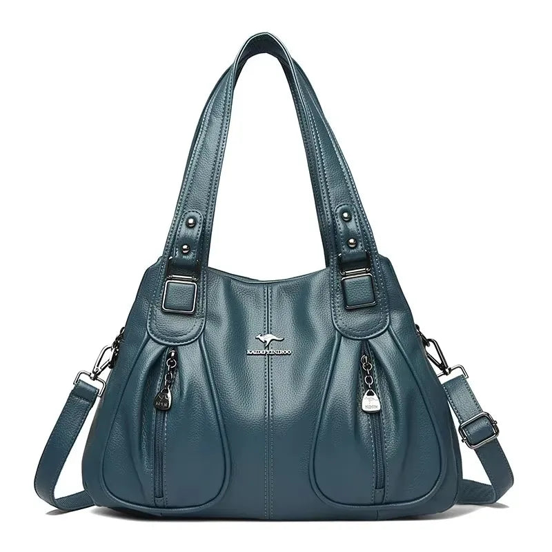 Versatile Large Capacity Shoulder Bag - Soft Leather Fashion Print Crossbody Bag for Leisure & Work