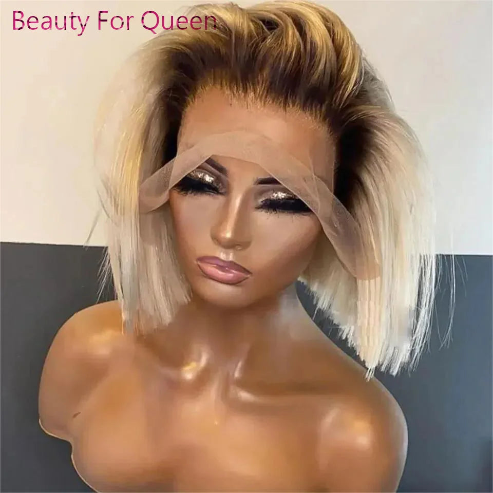 13x6 HD Lace Frontal Bob Wig | 180% Density Ombre Blonde Human hair