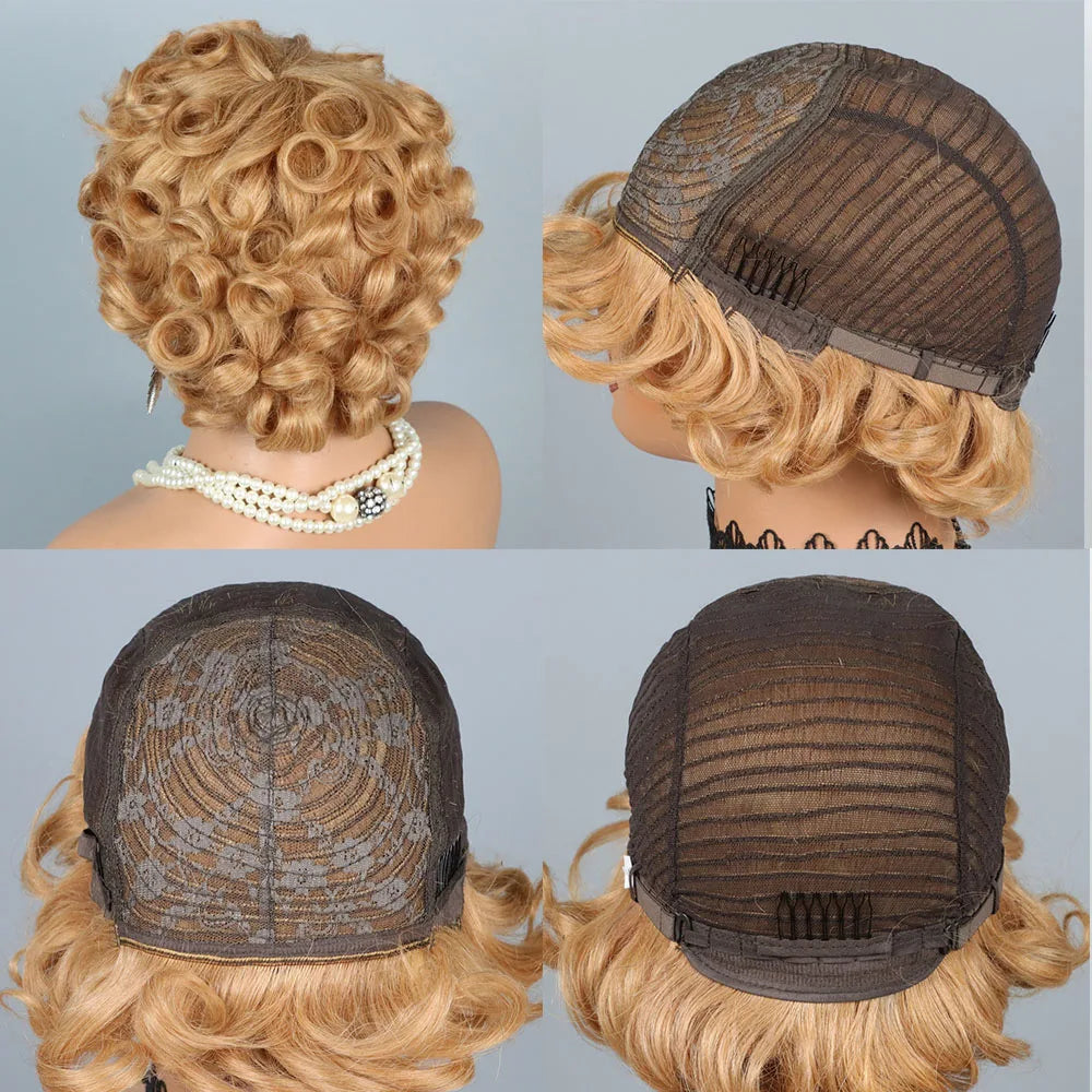 Short Curly Pixie Cut Human Hair Wig for Women - Brazilian Remy #27