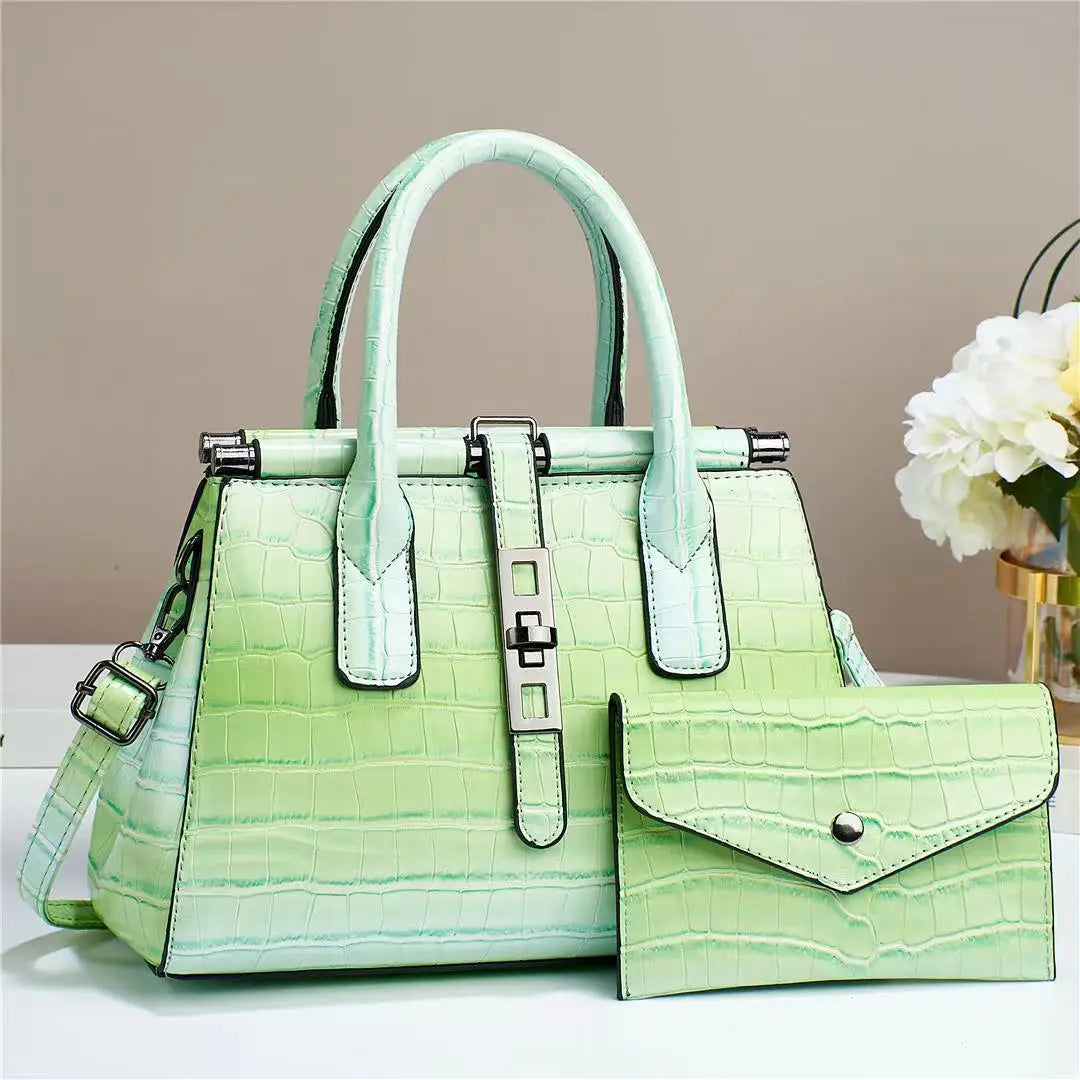 Western fashion gradient ladies combination bag, beautiful handbag, small lightweight bag, texture of senior commuting travel