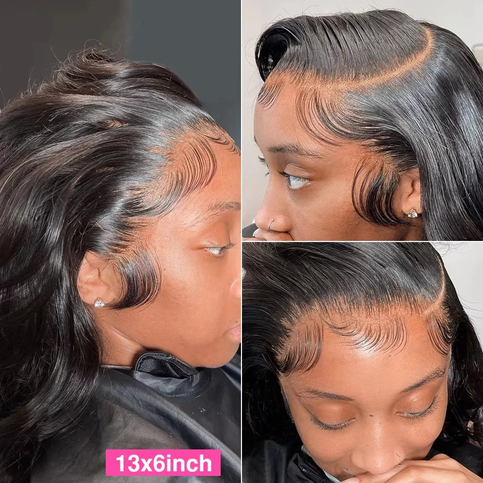 Long Deep Wave Human Hair Wig - 13x6 HD Lace Frontal (30-40 Inch) - Natural Black